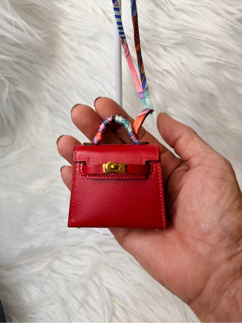 Hermes Mini Kelly Red Mini Bag Charm with Gold Hardware.